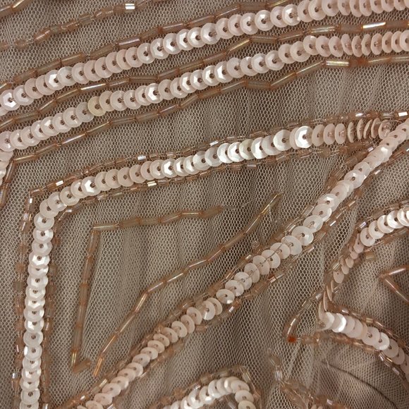 Starlet exclusive cap sleeve fringe sequin mini dress in blush ASOS Size 16 - Picture 5 of 12